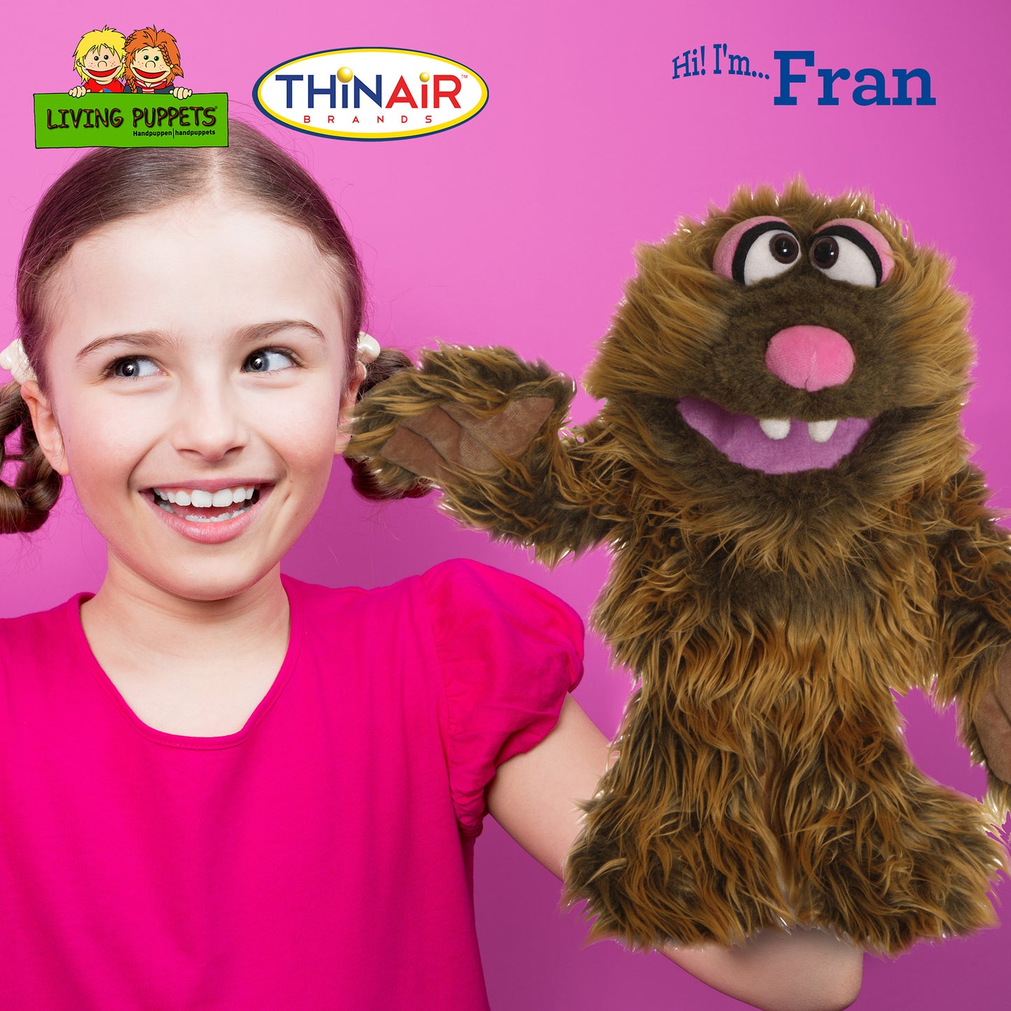 Living Puppets Fran The Friendly Brown Monster 12" Plush Hand Puppet