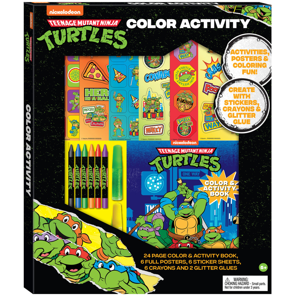 TMNT Color Activity set with posters, coloring book, crayons, stickers and glitter glue