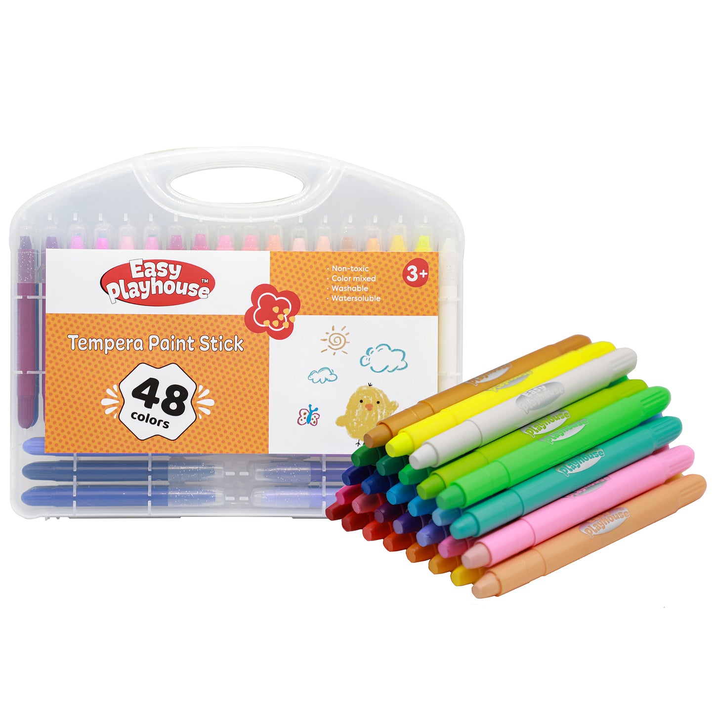 Easy Playhouse Vibrant Tempera Paint Sticks - 48pk, Non-Toxic