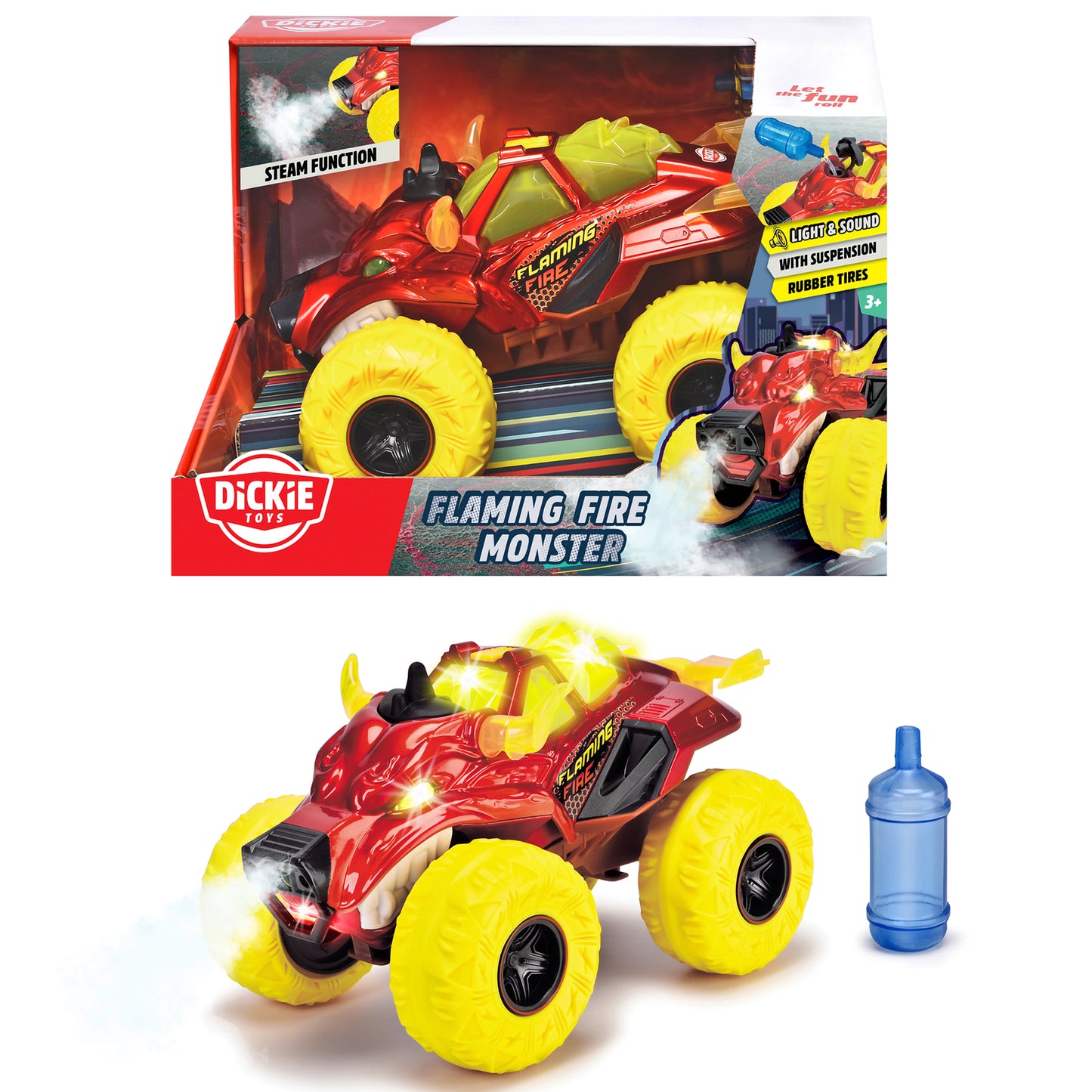 Dickie Toys Monster Fire Truck with Steam, Lights & Sounds - 9.8"