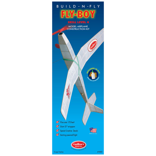 Fly-Boy Skill Level 4 Model Airplane Construction Kit with white wings and red accents