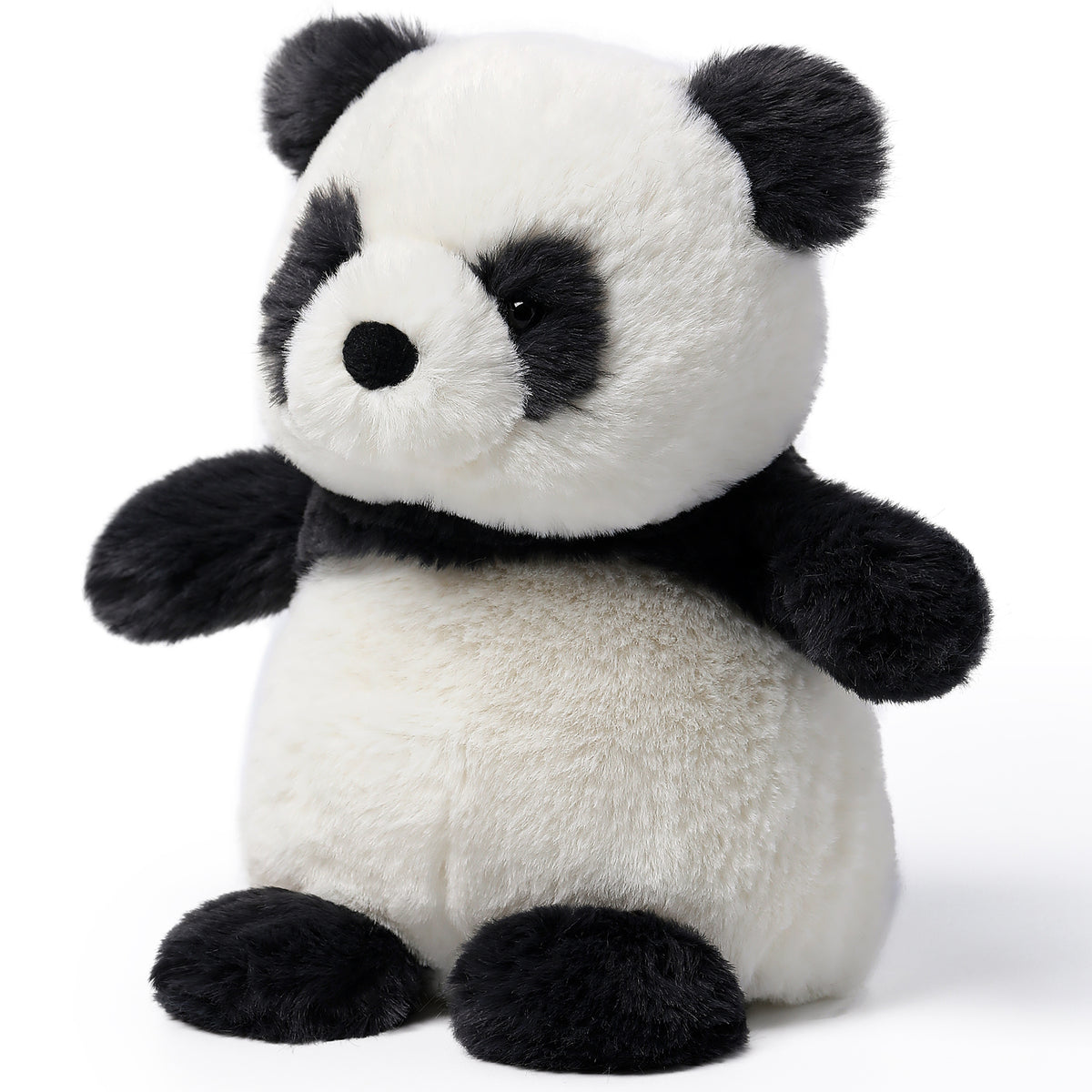Shy Panda Cub 7" plush toy with white head and body, black ears, eye patches, nose and feet