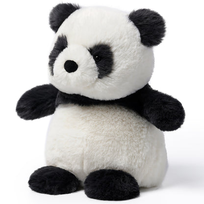 Shy Panda Cub 7" plush toy with white head and body, black ears, eye patches, nose and feet
