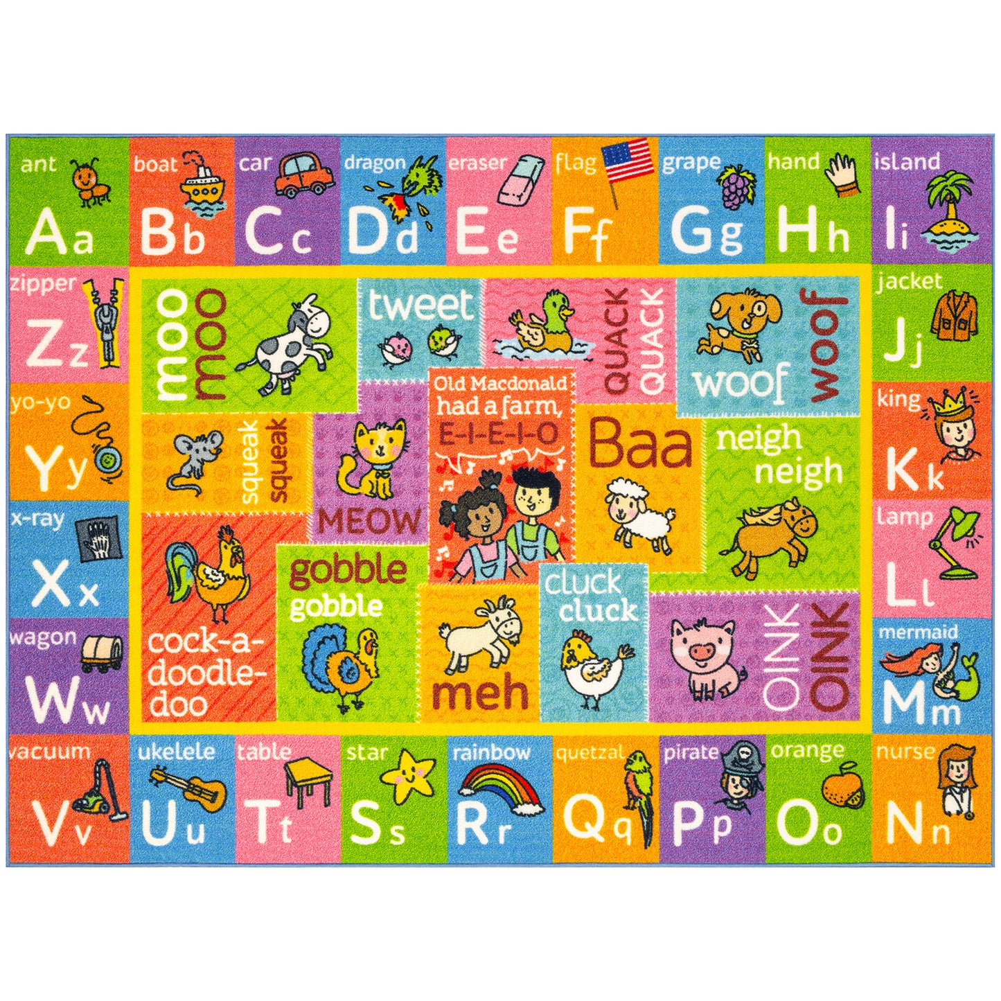 KC Cubs Educational Alphabet Rug with colorful letters, animals, and sounds for kids learning