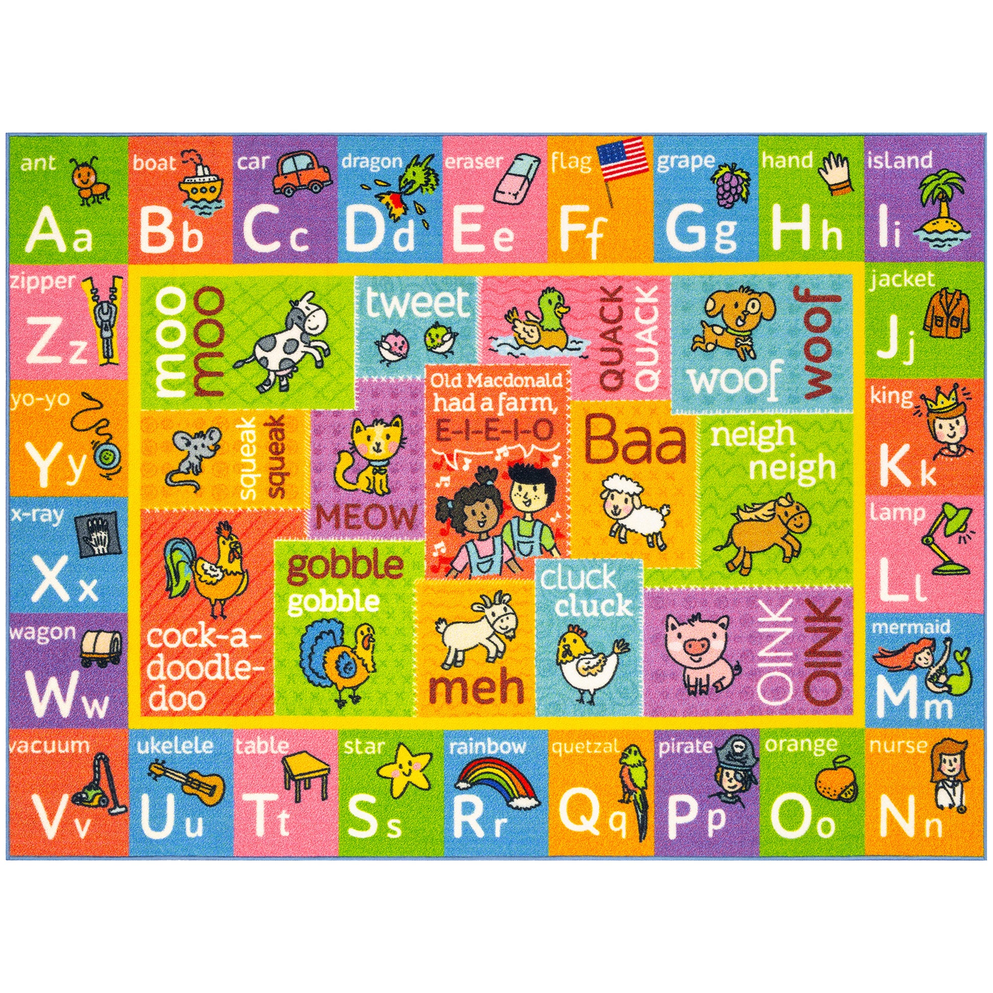 KC Cubs Educational Alphabet Rug with colorful letters, animals, and sounds for kids learning
