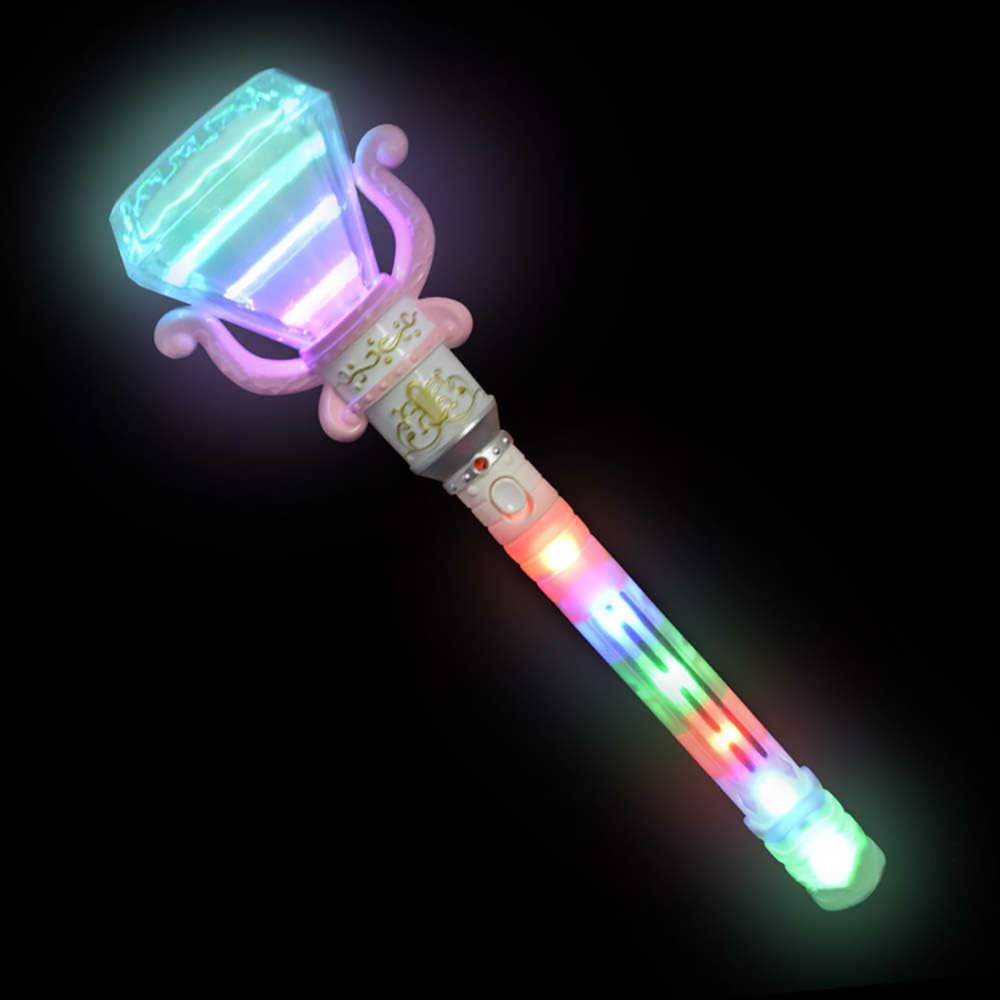 Enchanted Princess Light-Up Spinning Diamond Wand – White