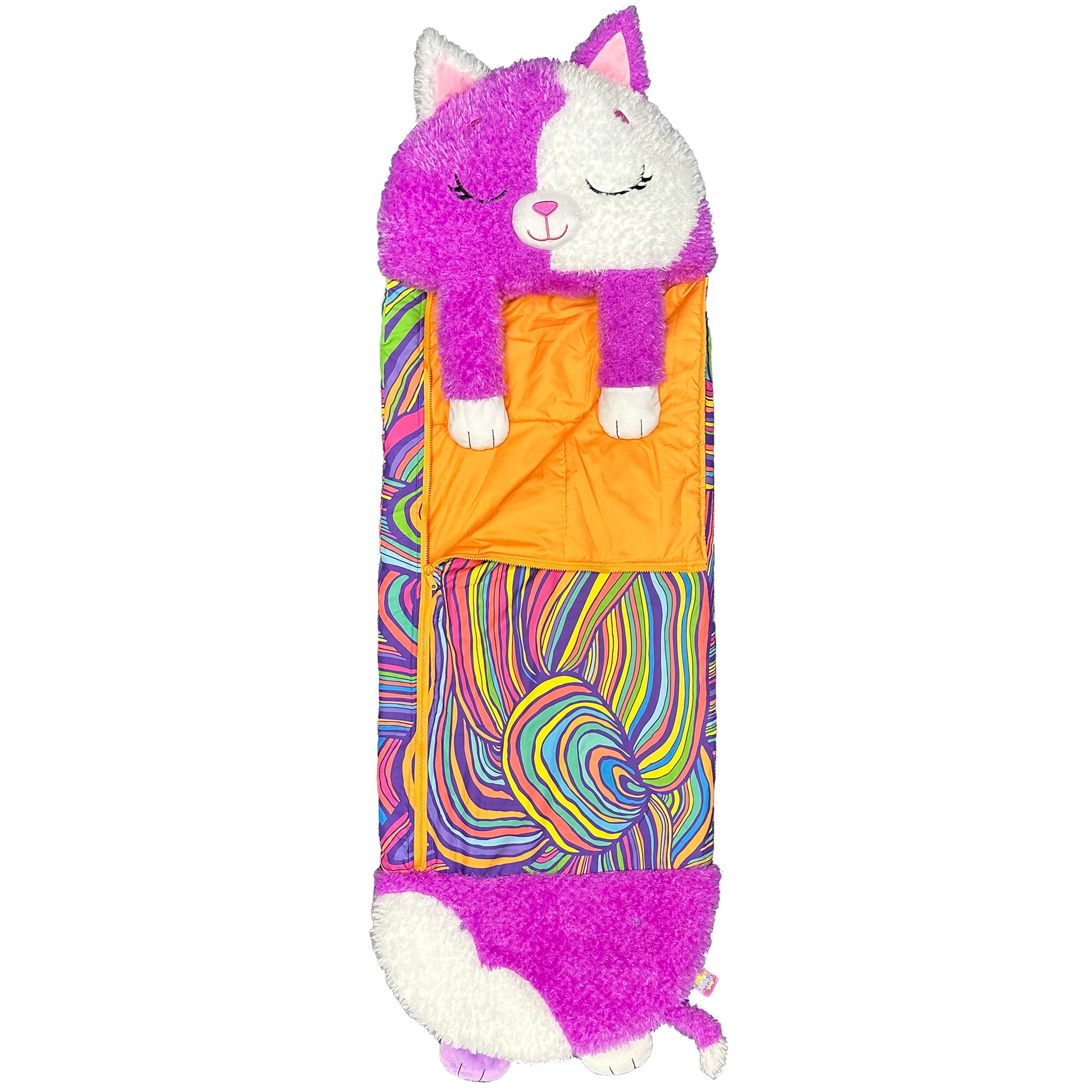 Happy Nappers Purple & White Cat Pillow & Sleepy Sack Medium 54x20