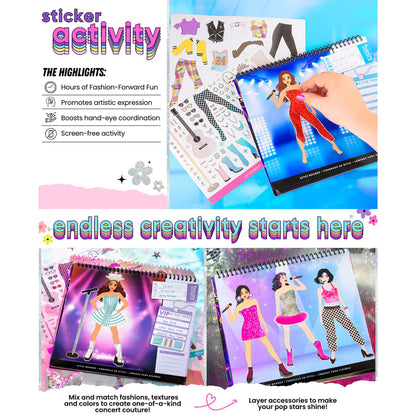 Sticker Stylist Fashion Set Live in Concert with colorful fashion stickers and style boards