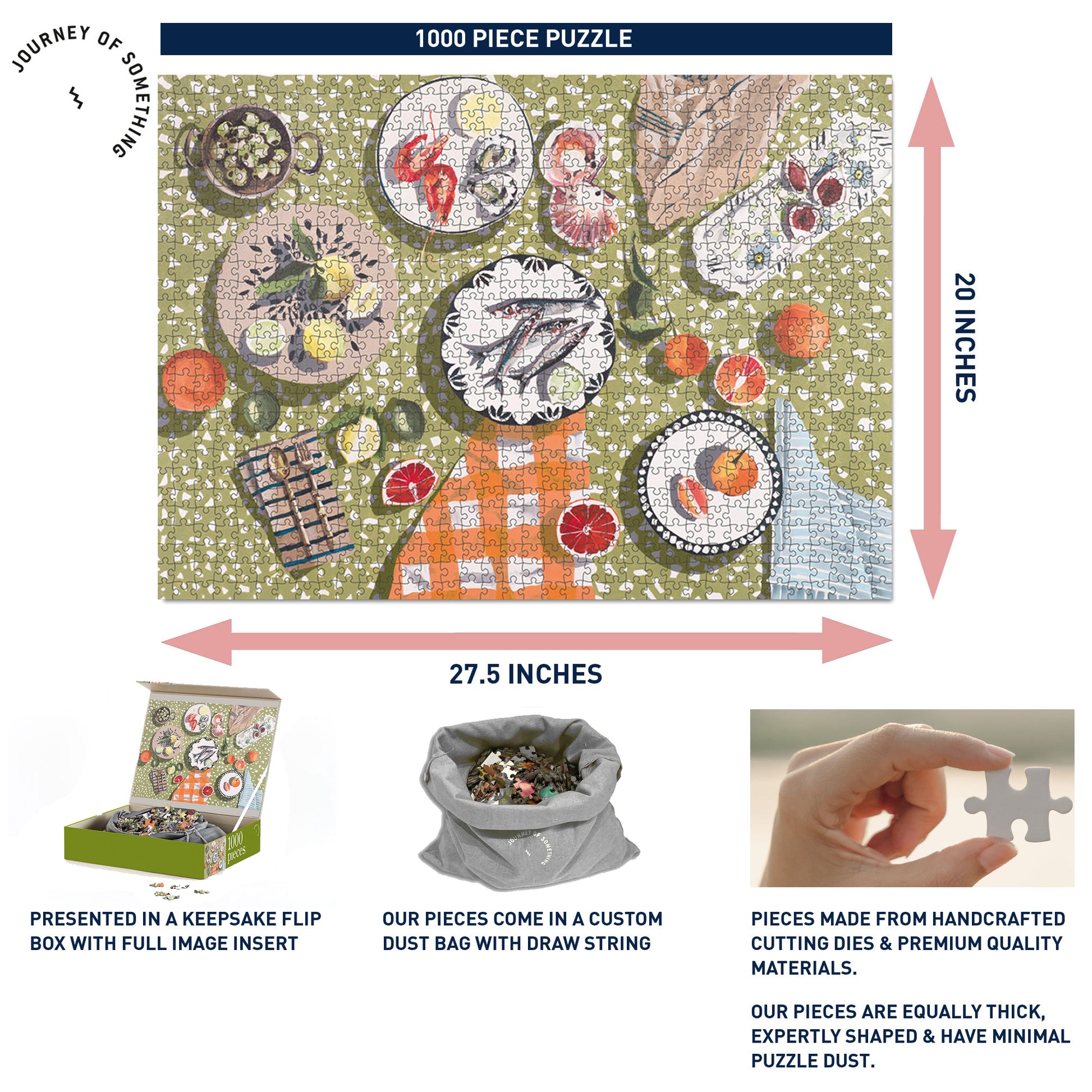 JOS 1000 Piece Puzzle - Table By The Sea with garden table scene