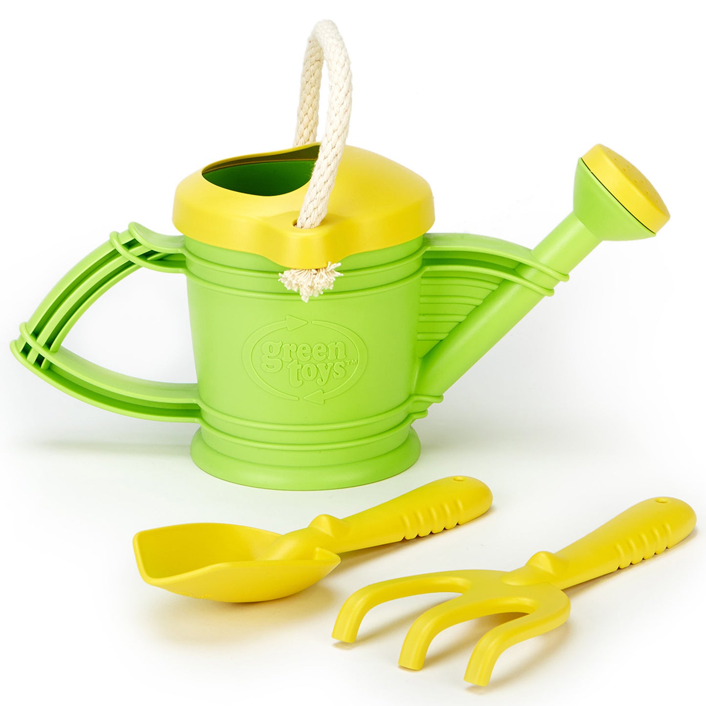 Green Toys - Watering Can Set - Eco-Friendly 3pc Garden Tool Kit, Hand Rake & Shovel, 18mo+