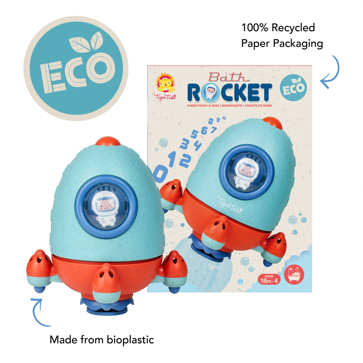 Tiger Tribe Bath Rocket ECO – Colorful Water Adventure Toy
