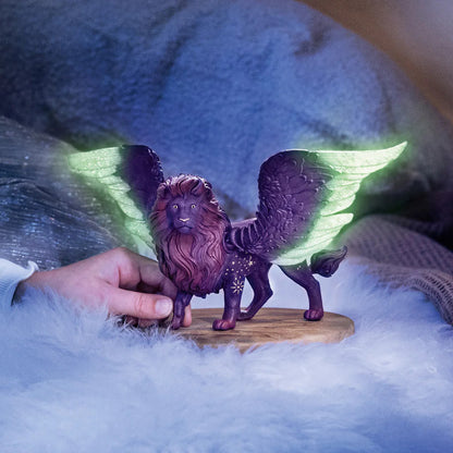 Schleich Bayala Moon Lion purple glitter figurine with glowing green wings