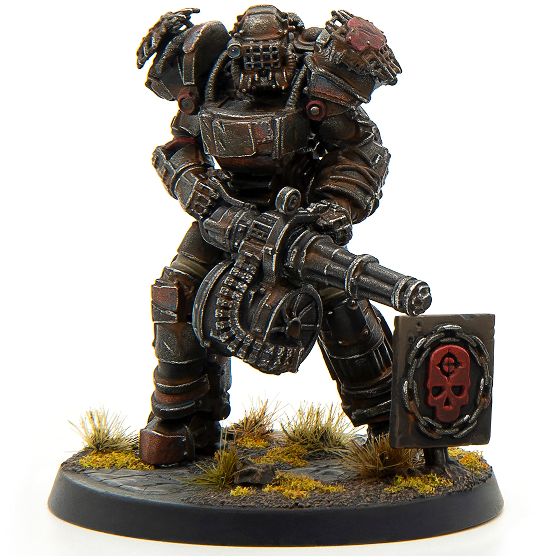 Fallout Miniatures Wasteland Raiders Core Box plastic figure with heavy armor and minigun