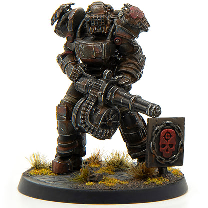 Fallout Miniatures Wasteland Raiders Core Box plastic figure with heavy armor and minigun