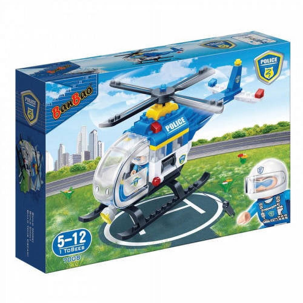 BanBao Police Chopper Building Toy for Kids - STEM Helicopter Kit, 122 Pieces