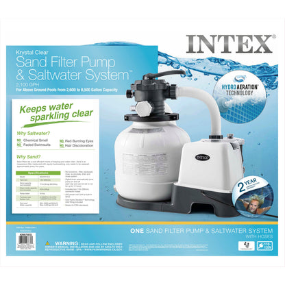 Intex 120V Sand Filter Pump & Saltwater System with white tank and black pump head