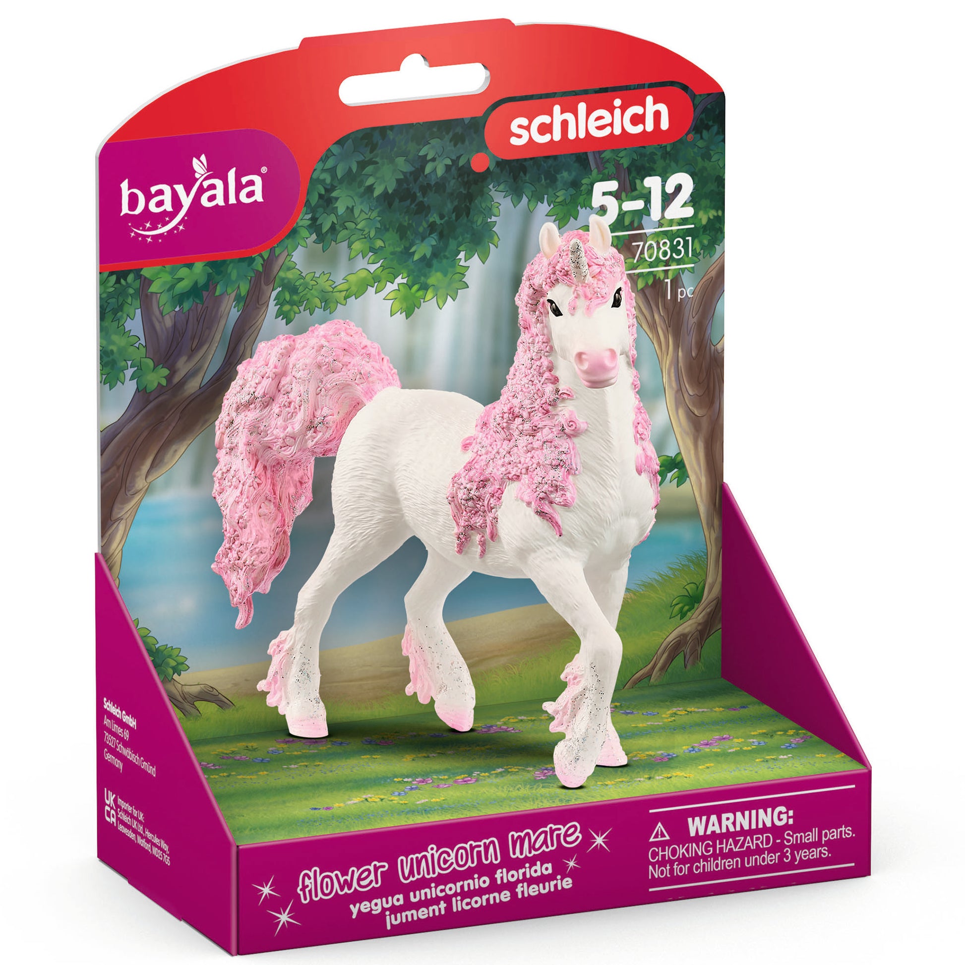 Schleich Bayala Flower Unicorn Mare white and pink figurine with glitter details