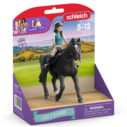 Schleich Horse Club Lisa & Storm playset with black horse and rider figurine