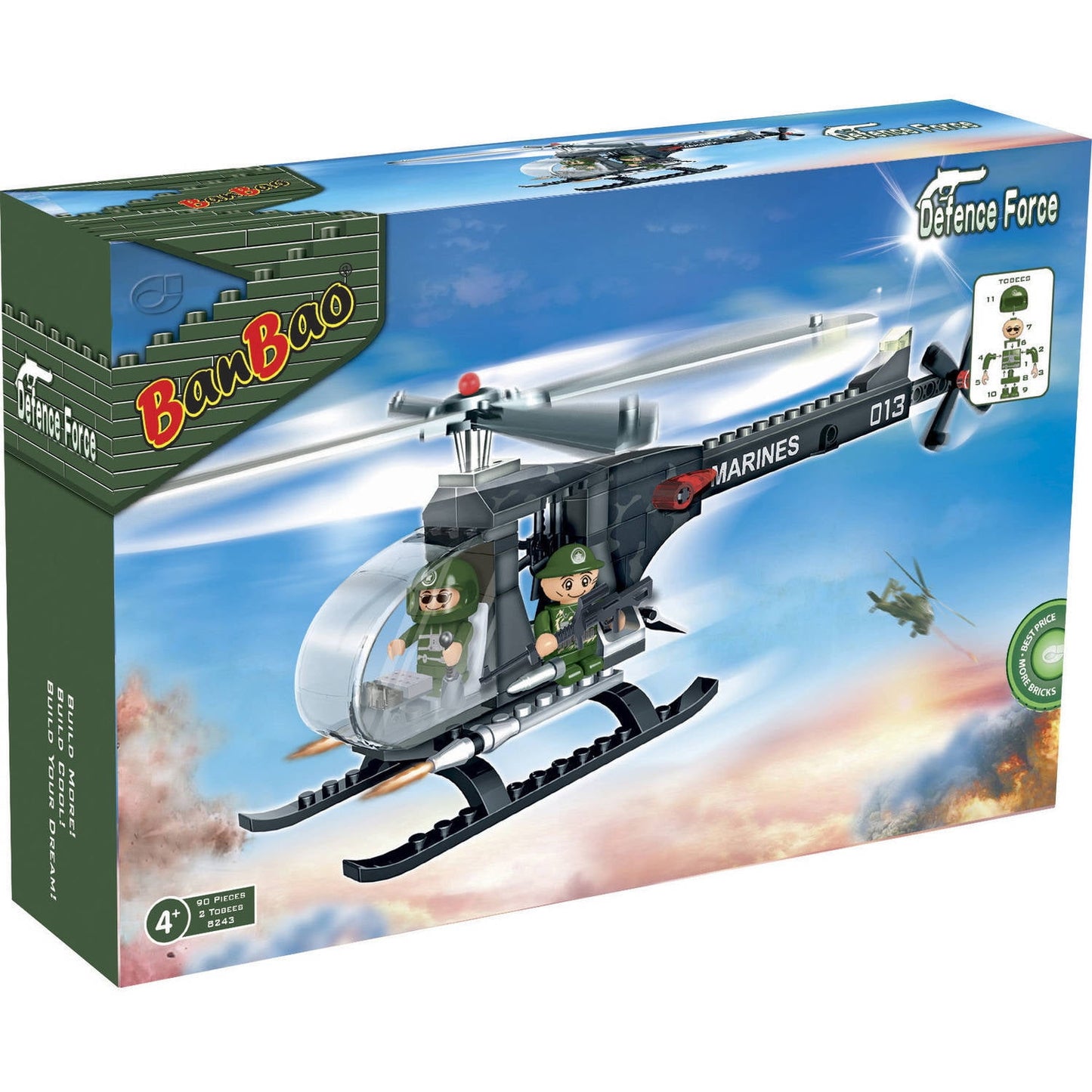 BanBao World Defense Force - M2 Helicopter Building Kit, 90 Pieces