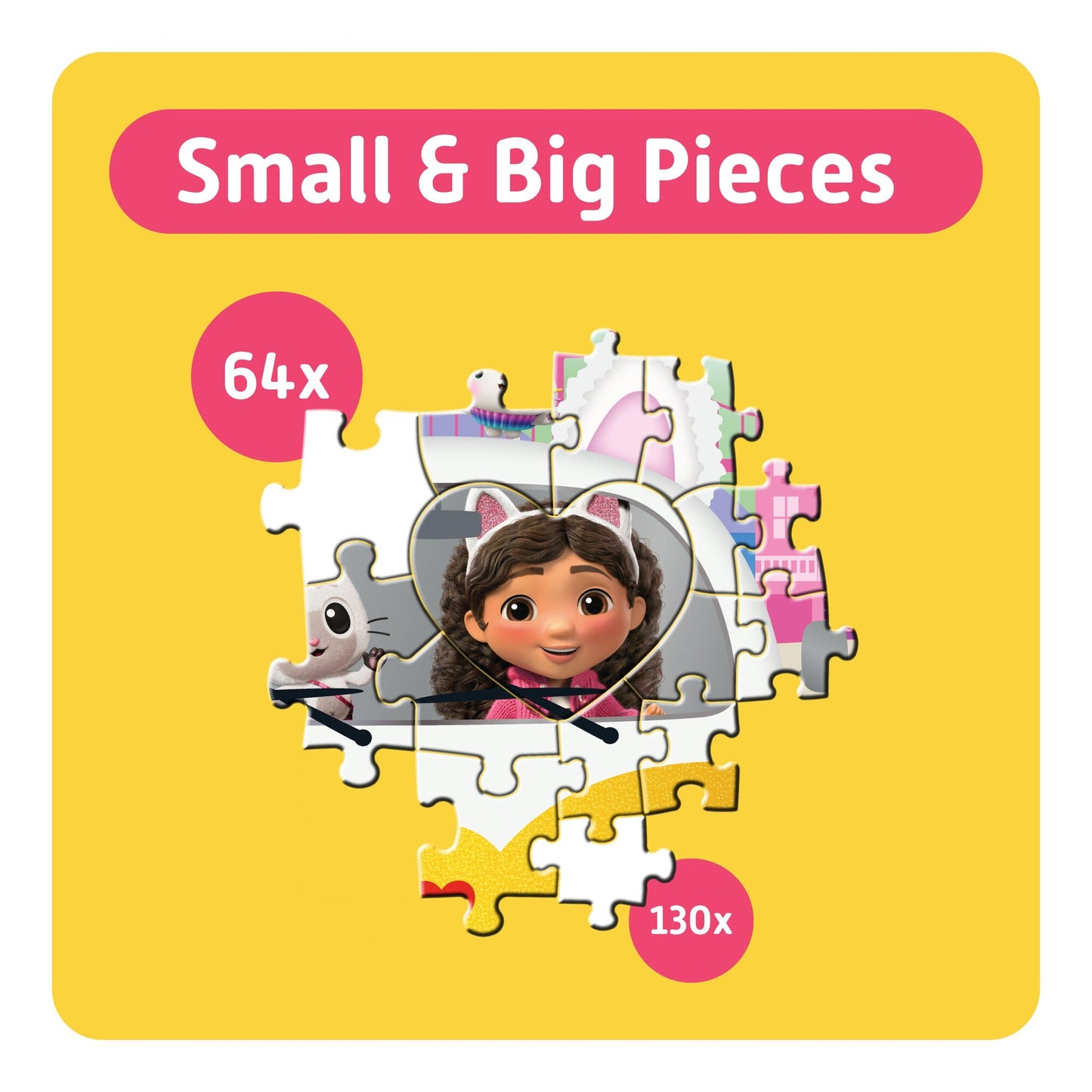 Dreamworks Gabby's Dollhouse 194pc puzzle with 64 small and 130 big pieces for kids