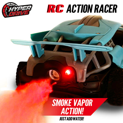Thin Air Brands Hyper Drive RC - Teal 1:24 - Radio Control Stunt Car with Smoke Vapor