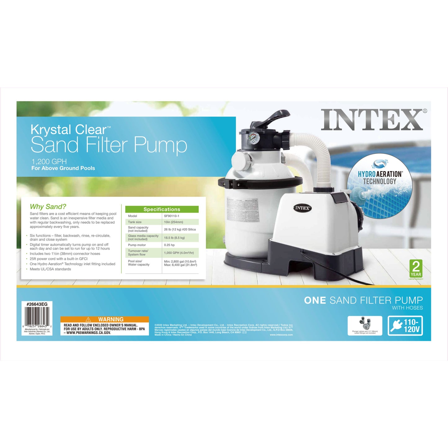 Intex Krystal Clear 1,200 GPH Sand Filter Pump for above ground pools