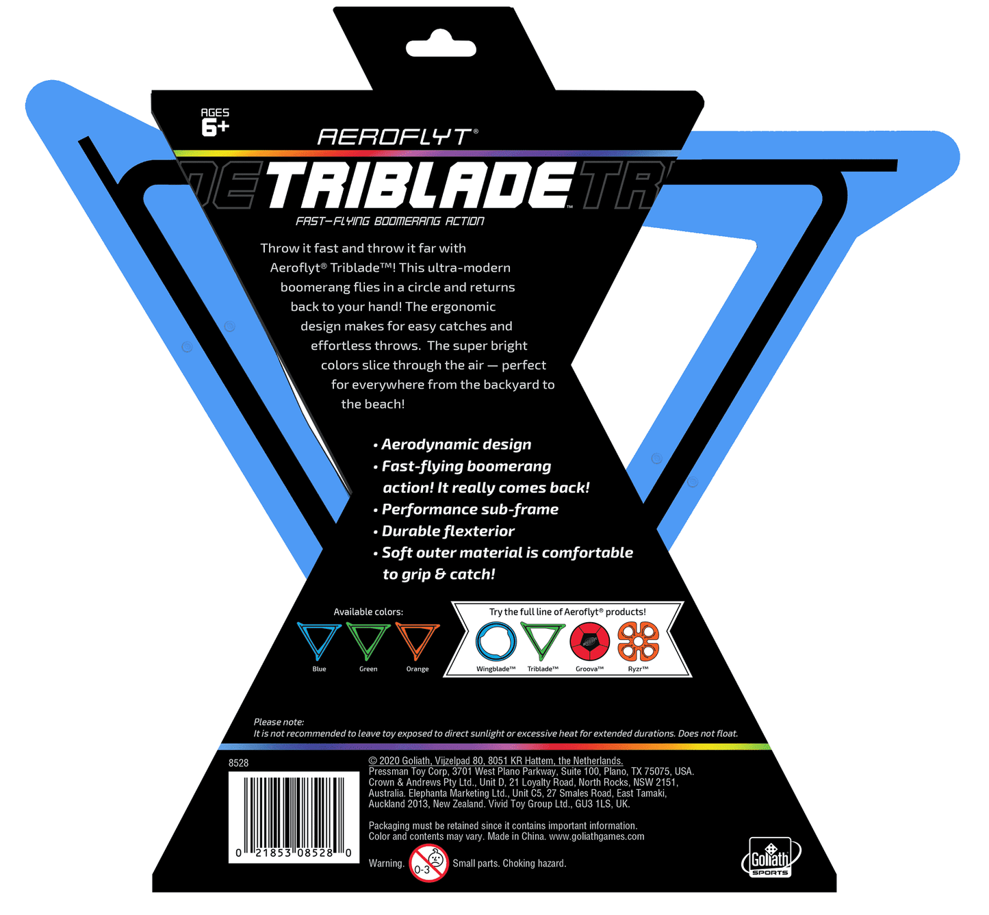 Goliath Sports Aeroflyt Triblade Blue - High-Flying Boomerang Fun