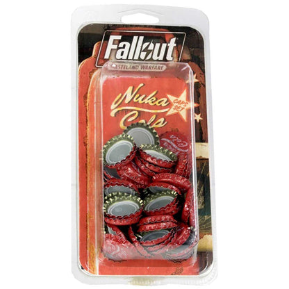 Fallout Nuka Cola Caps red bottle cap tokens with metal details in packaging
