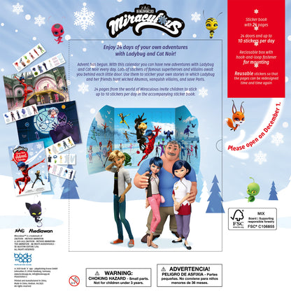 Miraculous Ladybug 24-door advent sticker book calendar with reusable stickers and characters