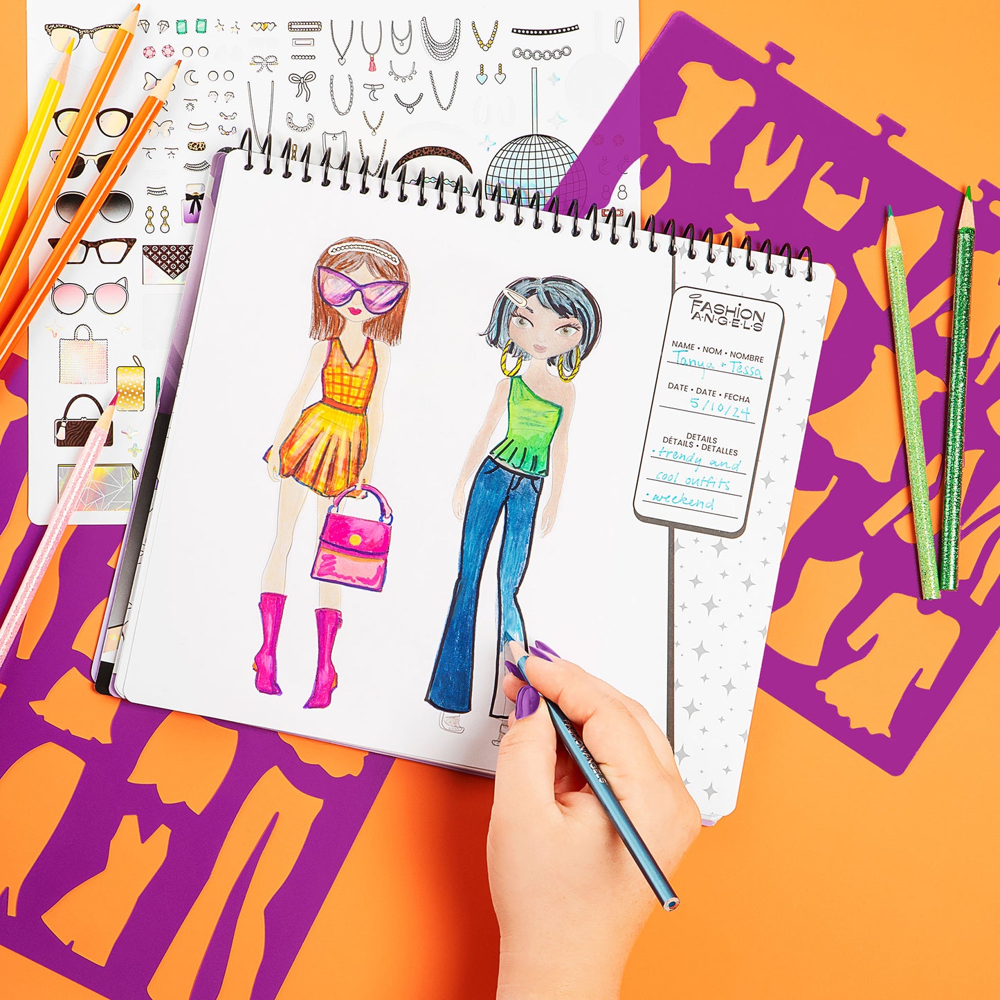 Fashion Angels Glam Fashion Design Sketch Set - Activity Kit for Kids 6+