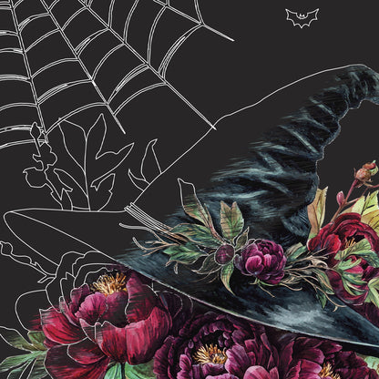 Scratch Art Paper Pad Witching Hour with dark flowers, bat, and spider web design