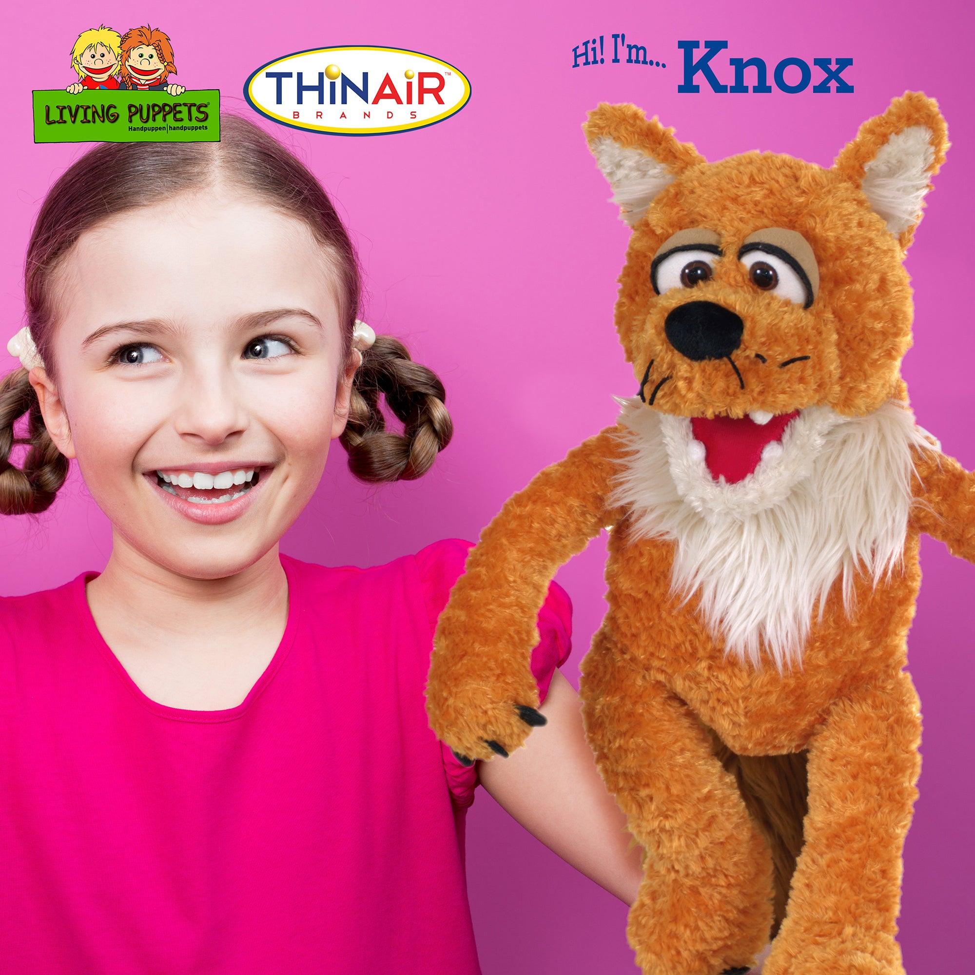 Lars Nootbaar ボブルヘッド人形 Living Puppets Knox The Orange Fox 17-Inch Handmade Plush Puppet