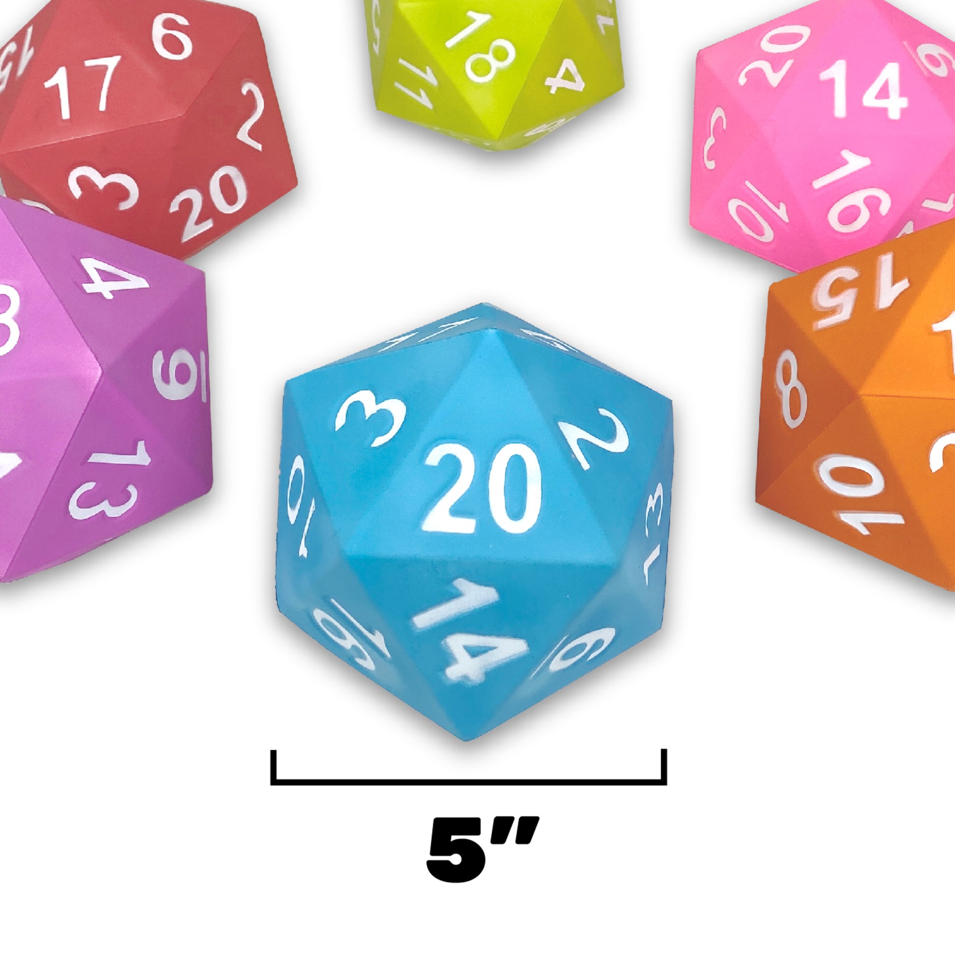 KESS Giant D20 Foam Dice 5 inch blue with colorful dice set