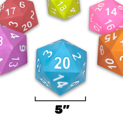 KESS Giant D20 Foam Dice 5 inch blue with colorful dice set