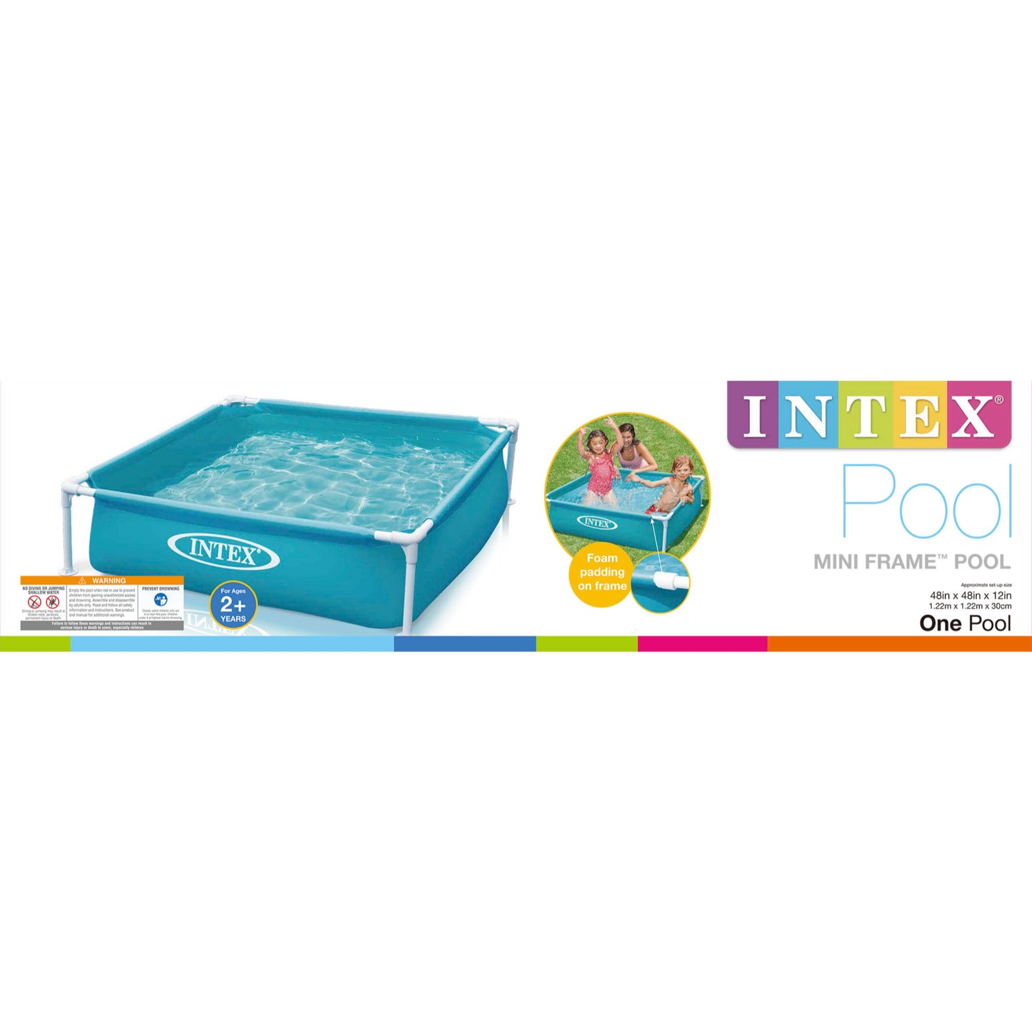 Intex Mini Frame Pool, Square Kiddie Splash Pool, 90 Gal