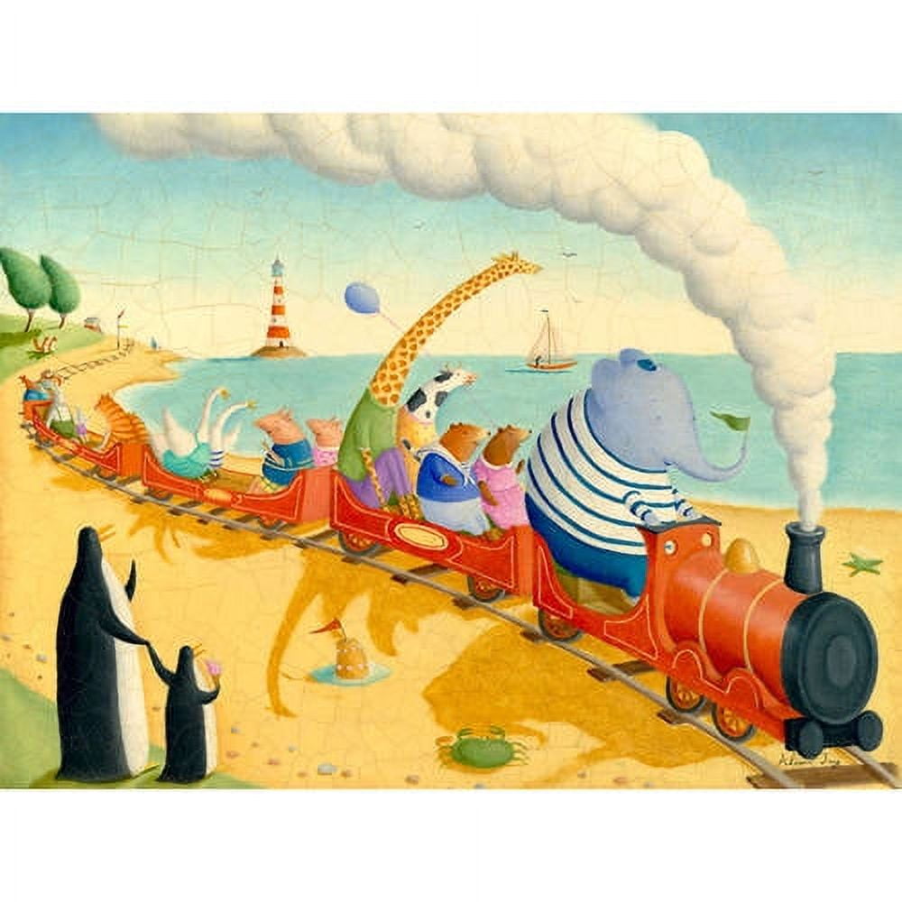 Oopsy Daisy's Seaside Train Ride Penguin Canvas Art