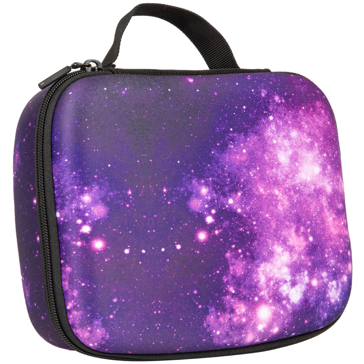 ZIPIT Jumbo Pencil Case in purple with sparkling galaxy design and black handle
