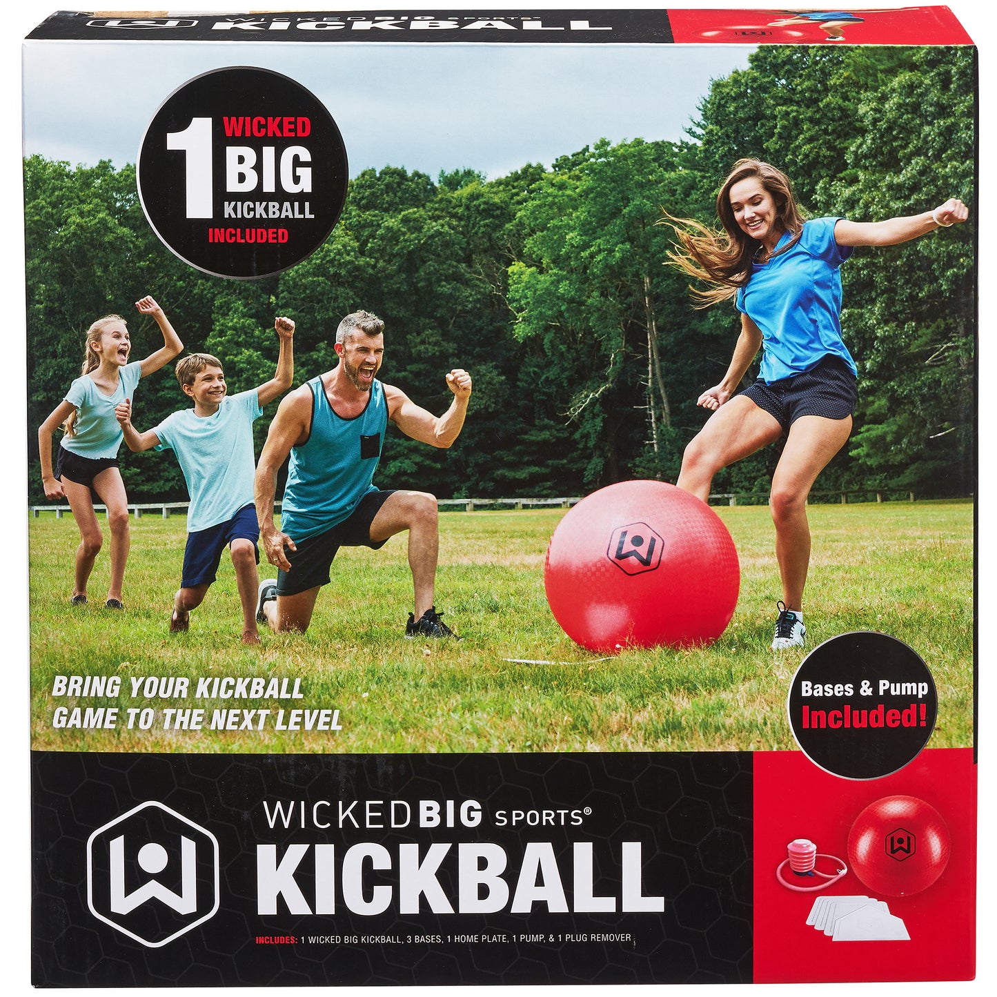 Wicked Big Sports 20" Red Kickball with bases, pump, and home plate included