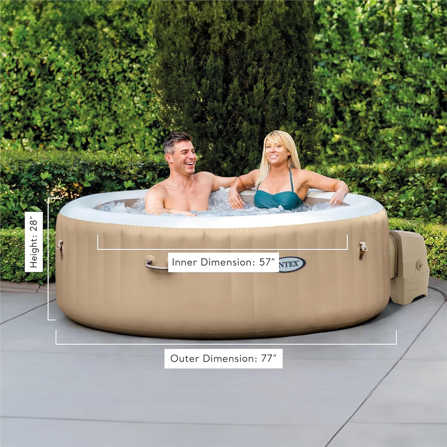 Intex PureSpa Sahara Tan 4-Person Inflatable Hot Tub – 77" Round with Jets