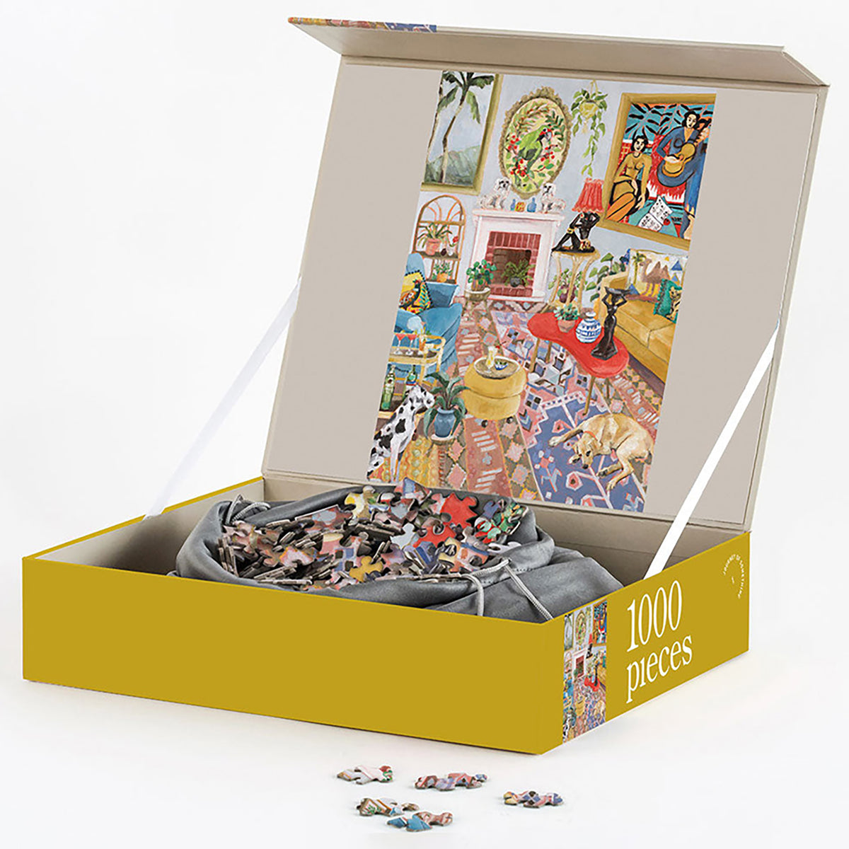 JOS 1000 Piece Puzzle The Good Room in yellow box with colorful interior scene
