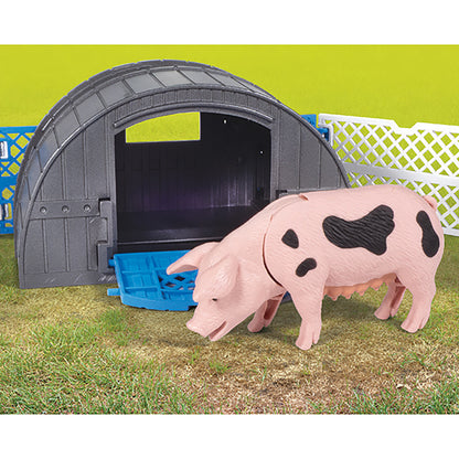 Big Country Toys Pig Hut Adventure playset with pink pig figure and gray barn