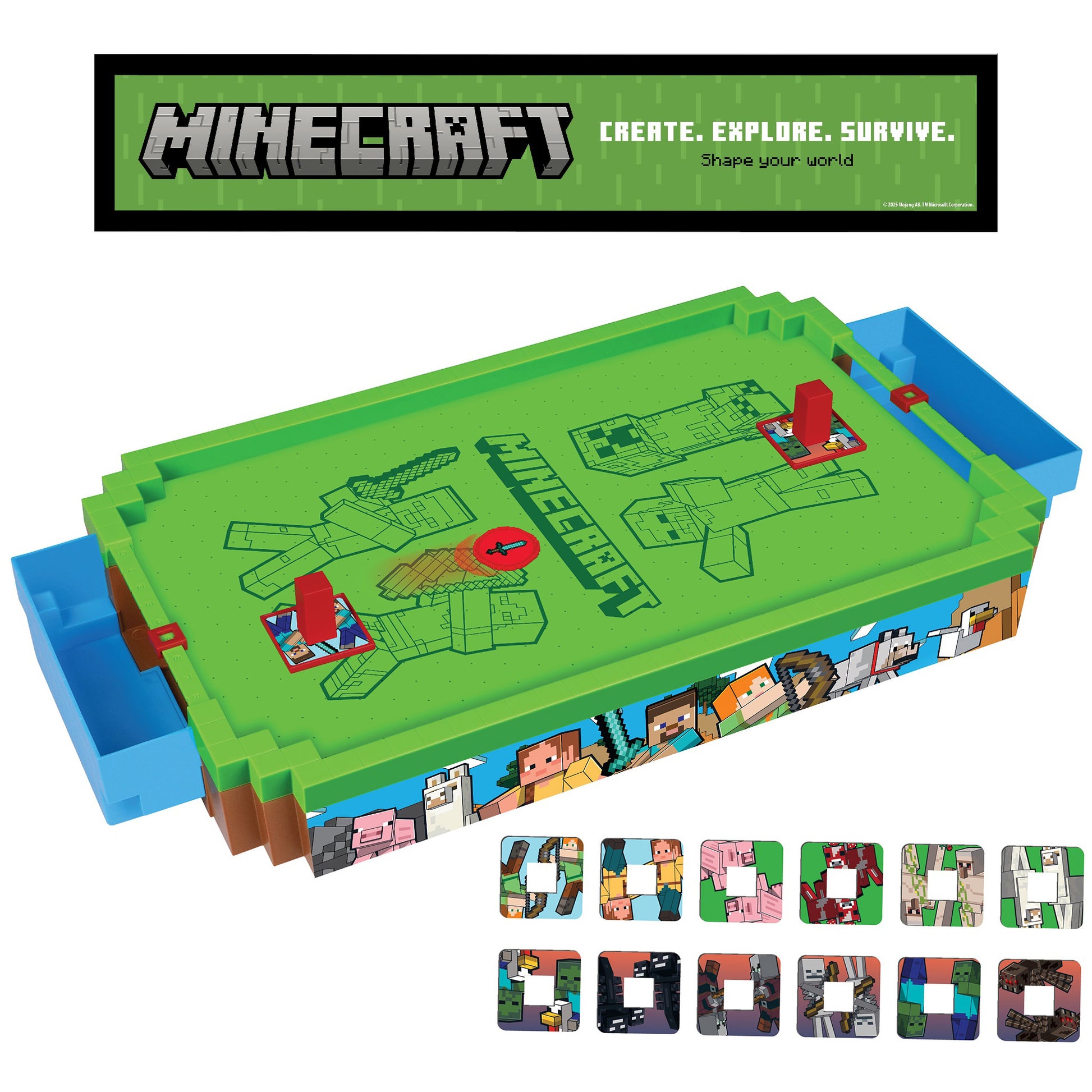 Minecraft Arcade Air Hockey Premium Series Overworld game set with green playing surface