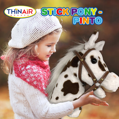 Playful Minds: Pinto Stick Pony - Ride-On Toy with Sounds, White & Brown