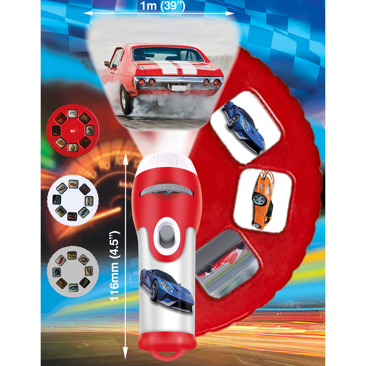 Brainstorm Toys Fast Cars Torch & Projector - Compact LED, Colorful Imagery - Age 3+