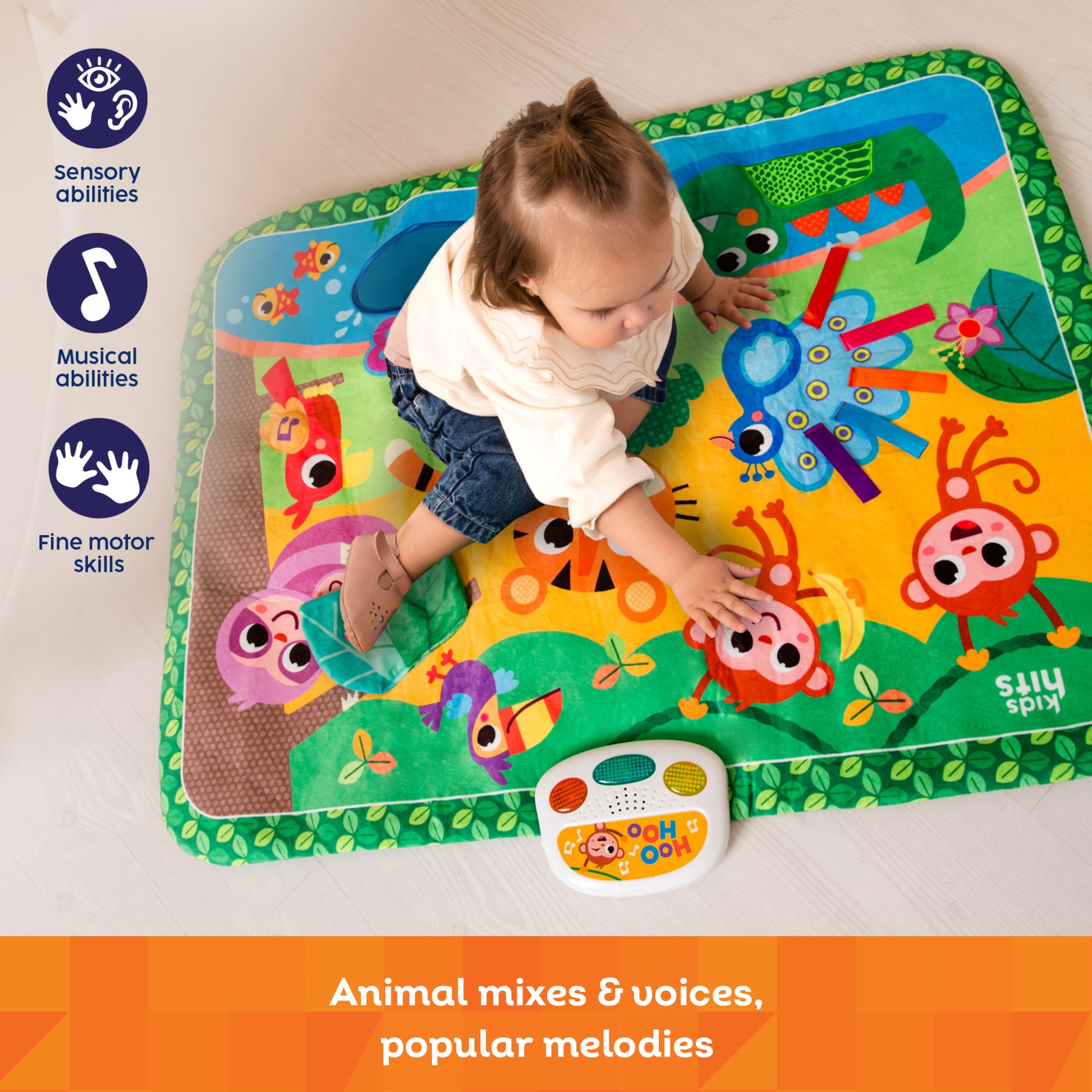 Kids Hits Touch & Play Mat Jungle Pals colorful sensory floor pad with animal sounds and lights module