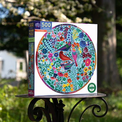 Piece&Love Four Birds Round Jigsaw Puzzle - 500 pc