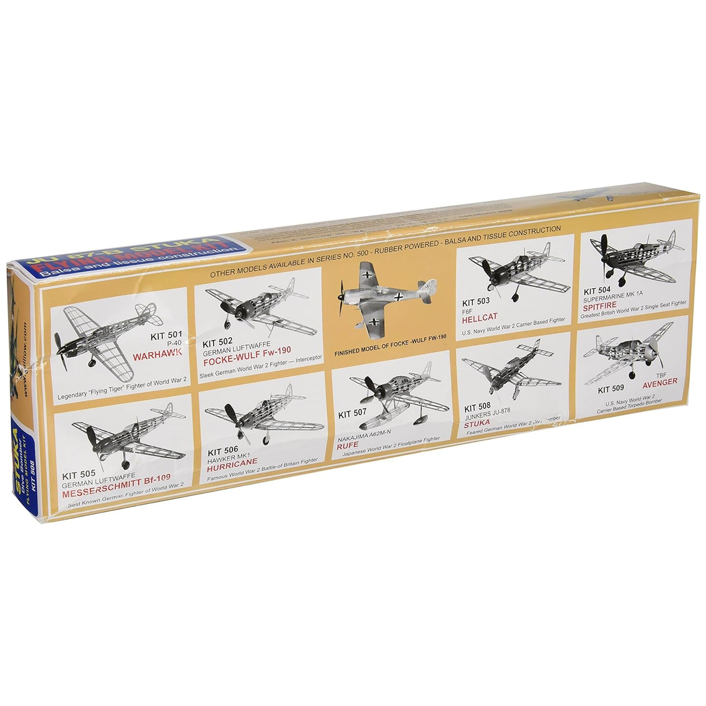 Junkers JU 87-B Stuka Model Kit with rubber-powered construction and balsa tissue