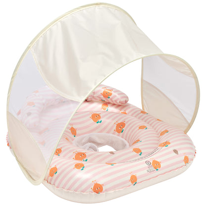 Poppy the Peach Interactive Baby Float with pink striped canopy and orange peach design