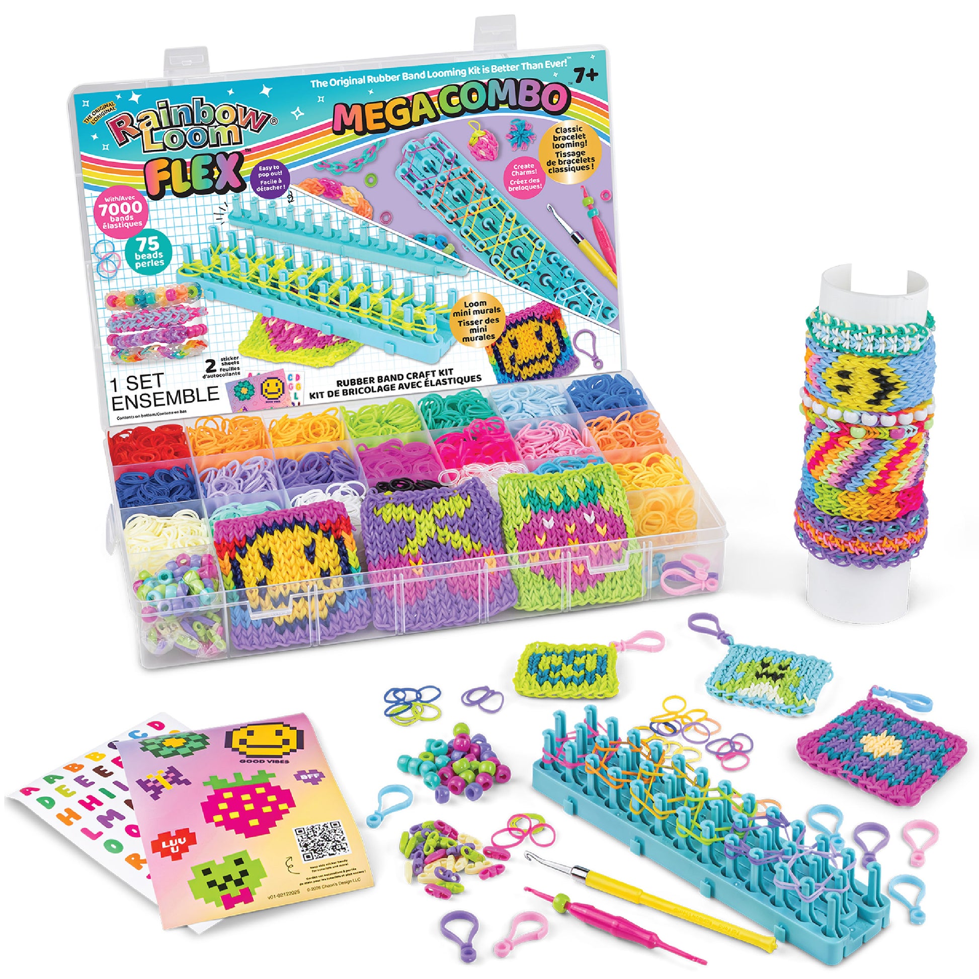 Rainbow Loom Flex Mega Combo bracelet kit with 7000 colorful rubber bands, looms, and accessories