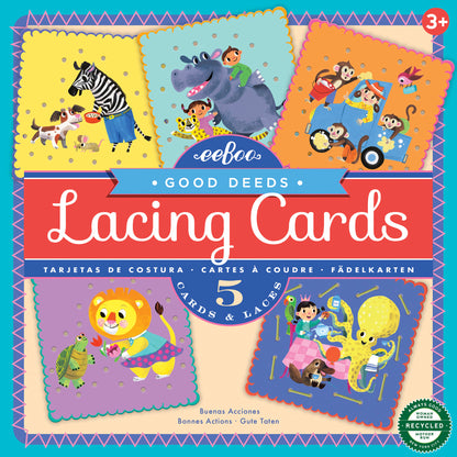Good Deeds: Animal Themed Lacing Cards - Set of 5 with Colorful Laces